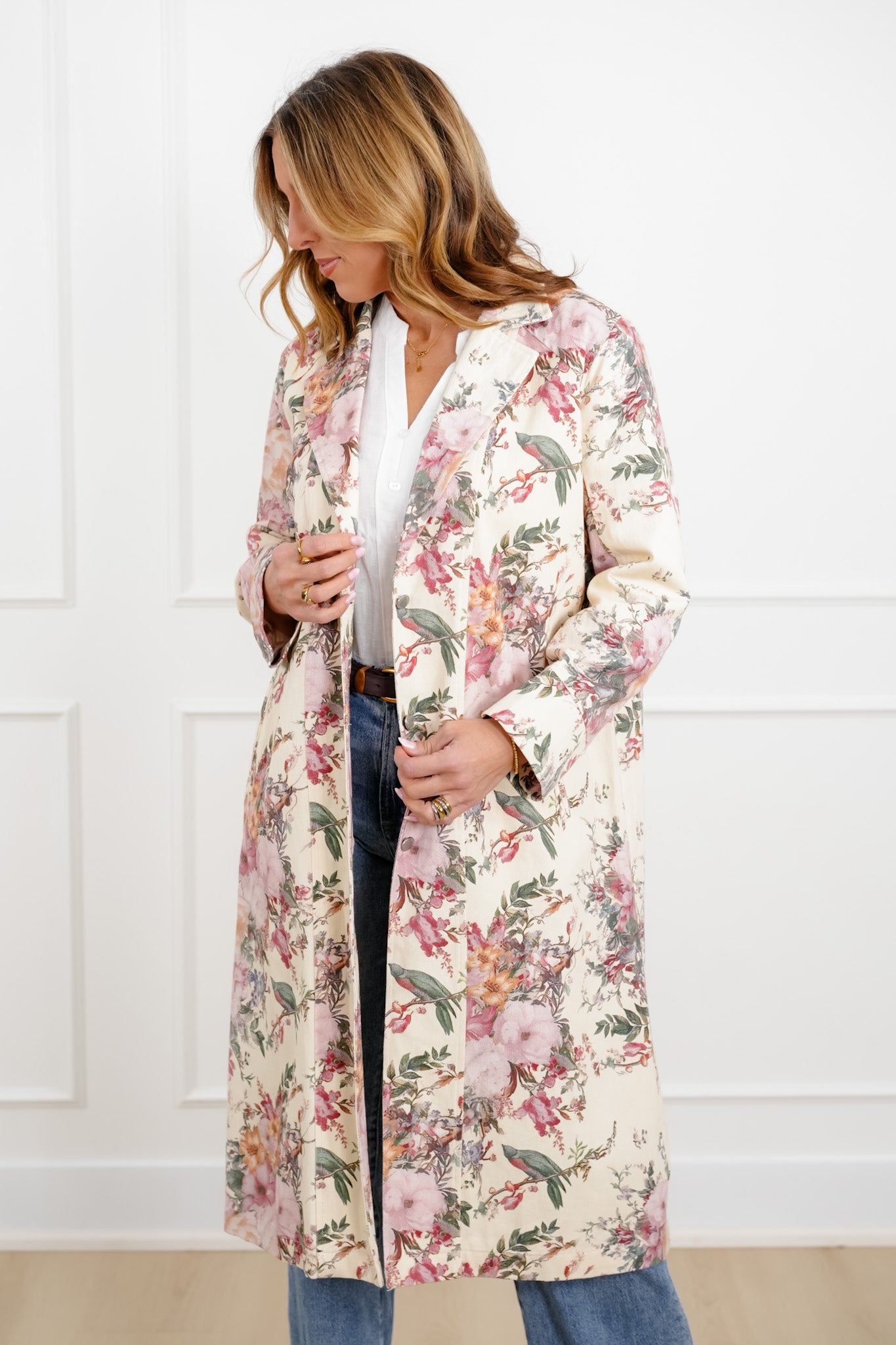 Plus/Reg Floral Print Long Sleeve Jacket