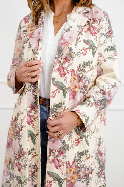 Plus/Reg Floral Print Long Sleeve Jacket