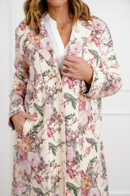 Plus/Reg Floral Print Long Sleeve Jacket