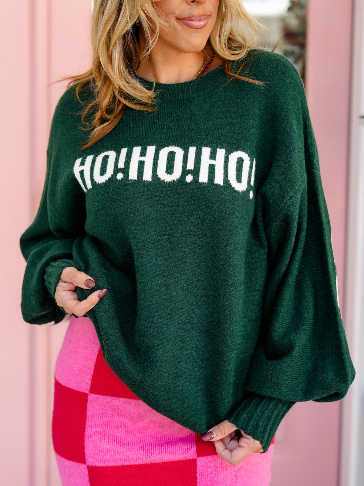 "Ho Ho Ho" Long Sleeve Christmas Sweater - Freckled Poppy