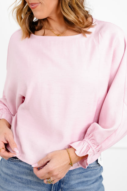 Linen Blend Long Cuffed Sleeve Top