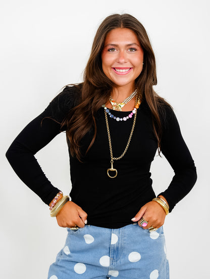 Restock! Door Buster! Plus/Reg Ribbed Knit Long Sleeve Crew Neck Top