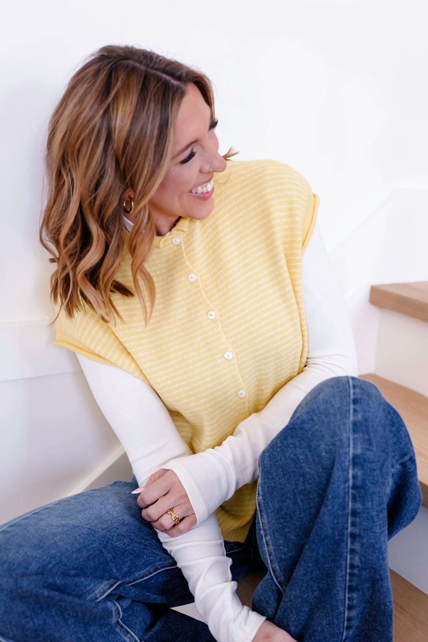 Stripe Button Down Sweater Vest