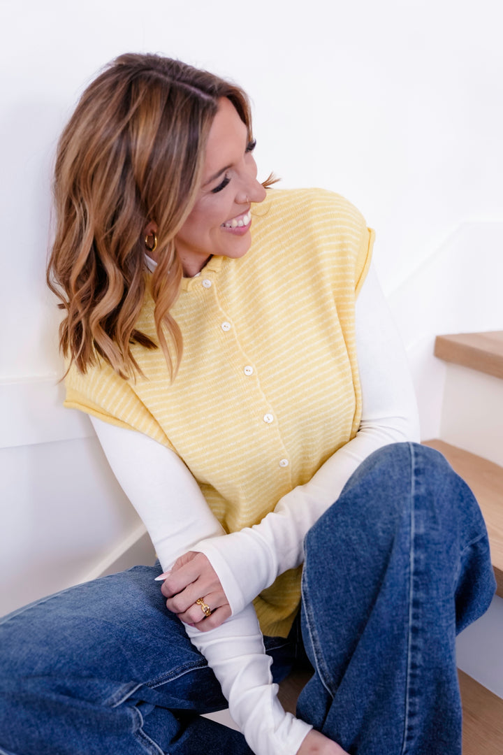 Stripe Button Down Sweater Vest