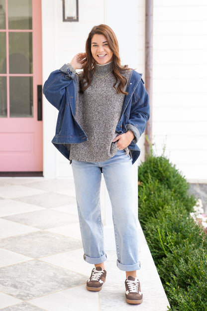 Long Sleeve Mock Neck Pullover Sweater