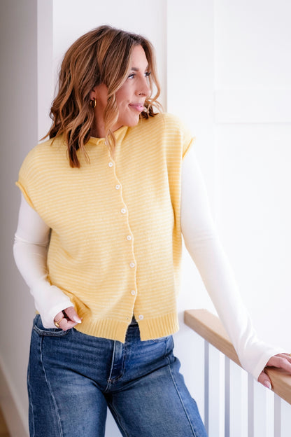 Stripe Button Down Sweater Vest