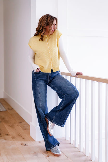 Stripe Button Down Sweater Vest