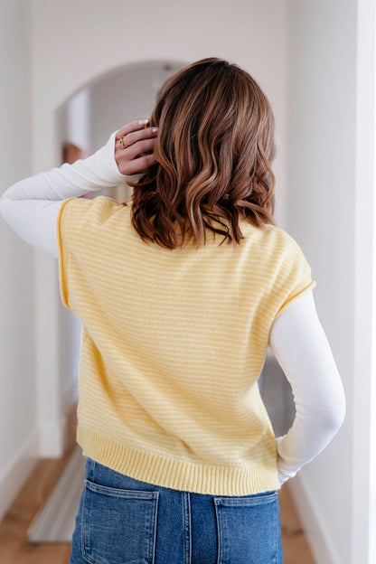 Stripe Button Down Sweater Vest