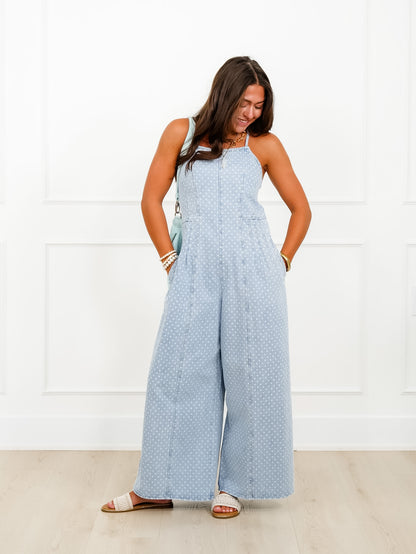 Polka Dot Pleat Sleeveless Overalls