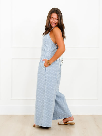 Polka Dot Pleat Sleeveless Overalls