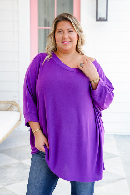 Plus/Reg Long Dolman Sleeve Round Neck Top