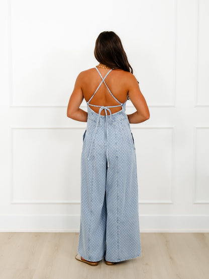 Polka Dot Pleat Sleeveless Overalls