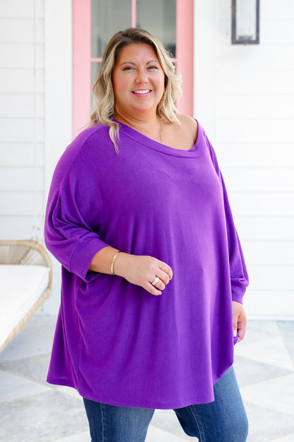 Plus/Reg Long Dolman Sleeve Round Neck Top
