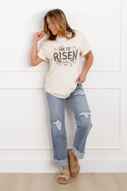Plus/Reg Short Sleeve "He Is Risen" Graphic Tee