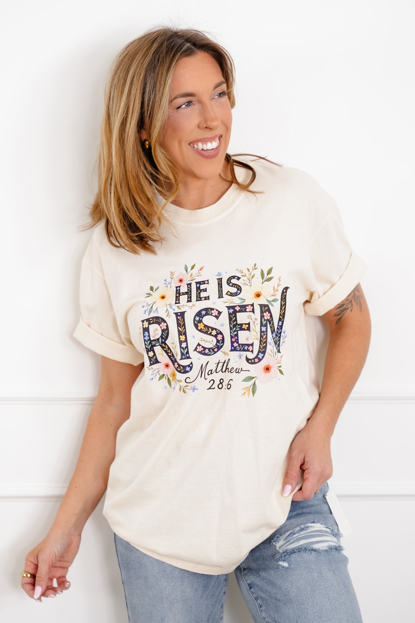 Plus/Reg Short Sleeve "He Is Risen" Graphic Tee