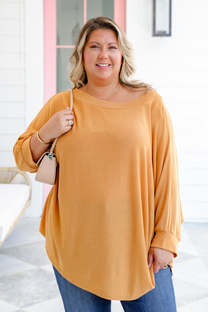 Plus/Reg Long Dolman Sleeve Round Neck Top