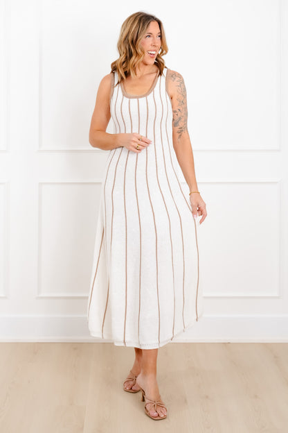 Knit Stripe Sleeveless Midi Dress