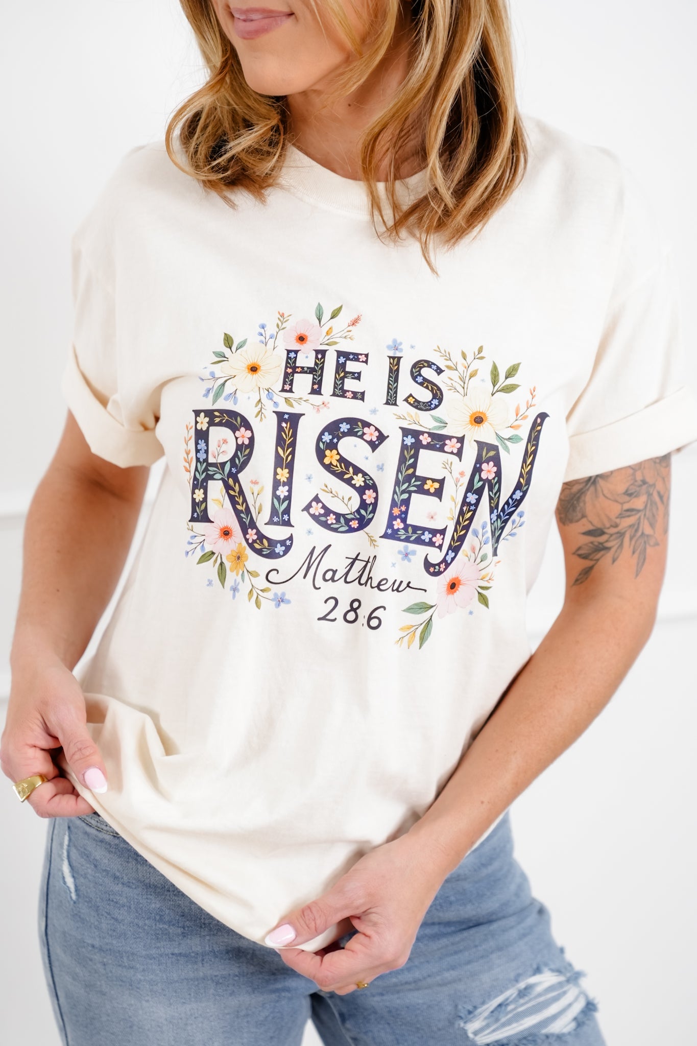 Plus/Reg Short Sleeve "He Is Risen" Graphic Tee