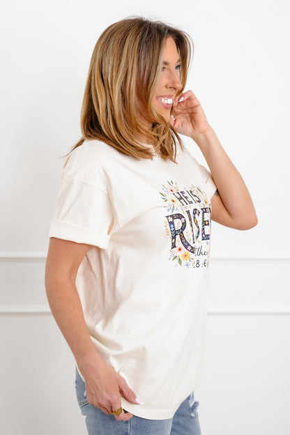 Plus/Reg Short Sleeve "He Is Risen" Graphic Tee