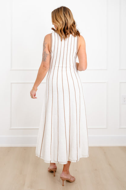 Knit Stripe Sleeveless Midi Dress