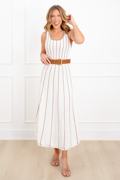 Knit Stripe Sleeveless Midi Dress