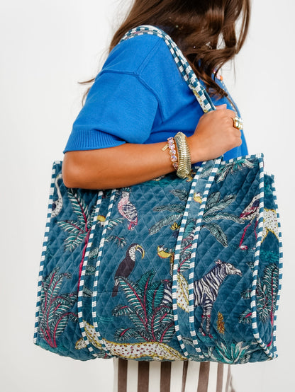 POL Teal Quilted Large Everyday Tote Bag
