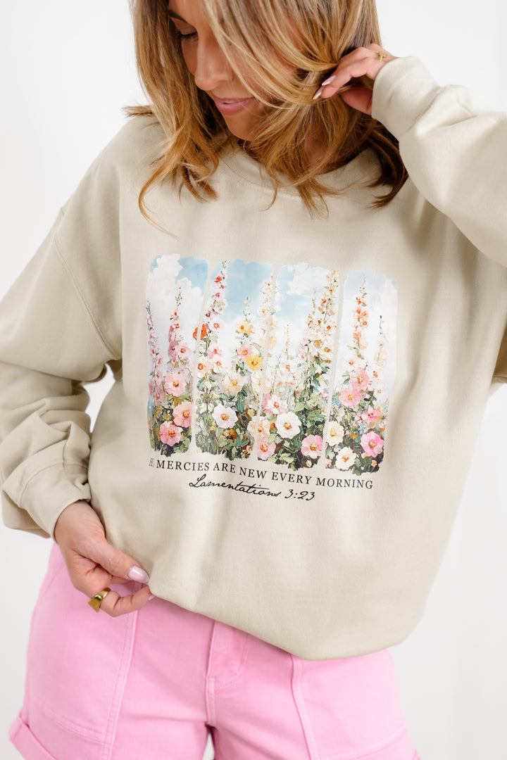 Plus/Reg Long Sleeve "His Mercies Are New" Graphic Sweatshirt