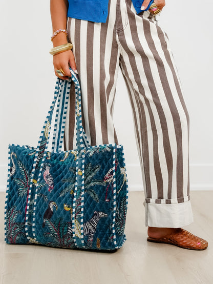 POL Teal Quilted Large Everyday Tote Bag