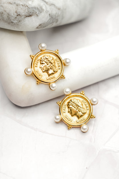 Chansutt Pearls Coin and Pearl Earrings