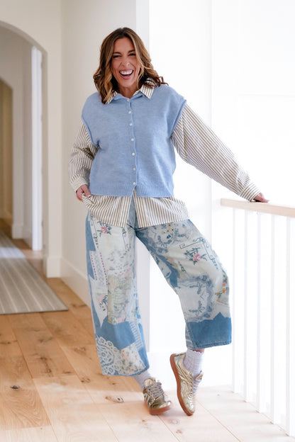 Sleeveless Button Down Sweater Vest