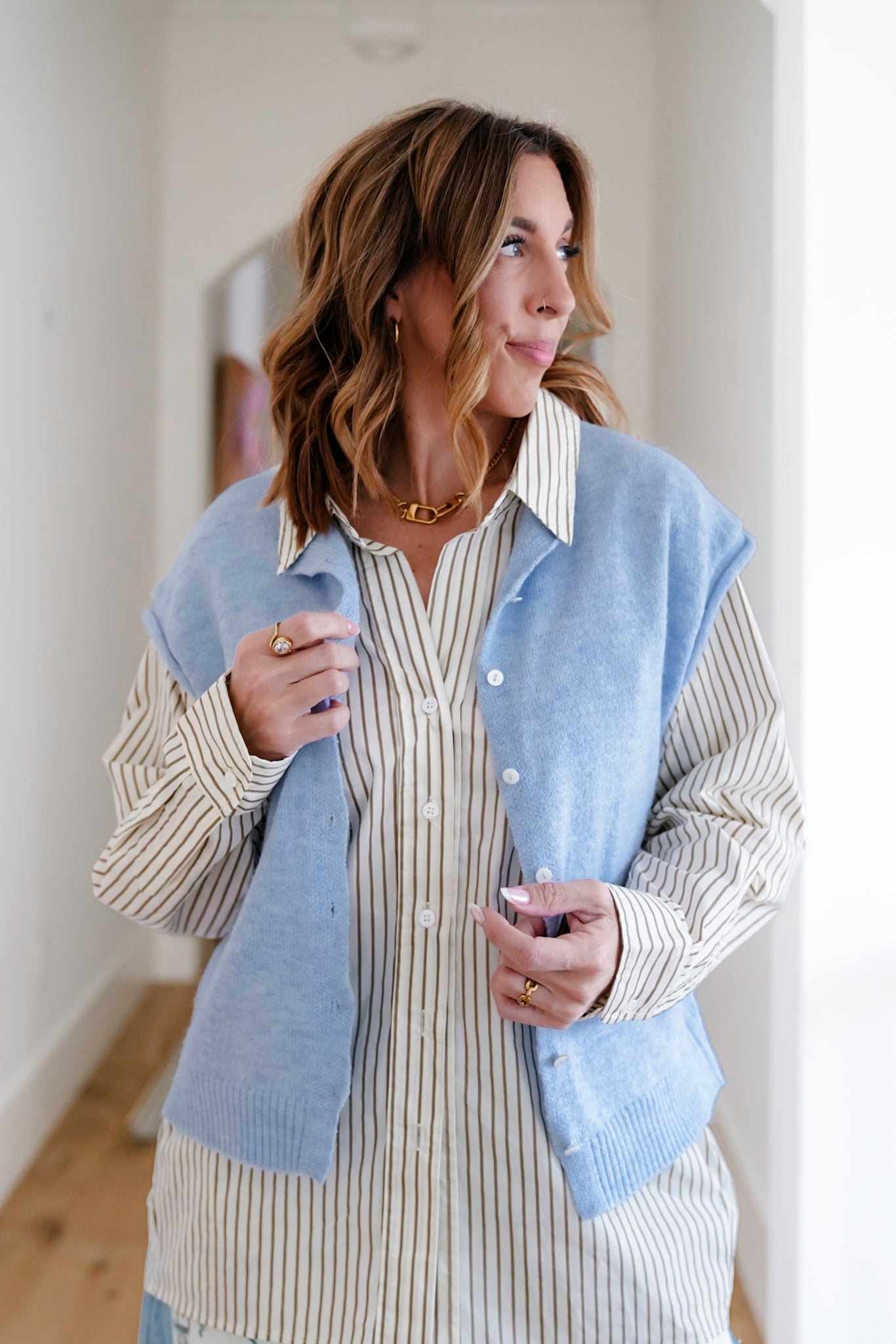 Sleeveless Button Down Sweater Vest