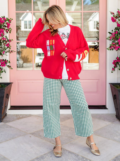 "Merry Christmas" Patchwork Long Sleeve Cardigan Sweater