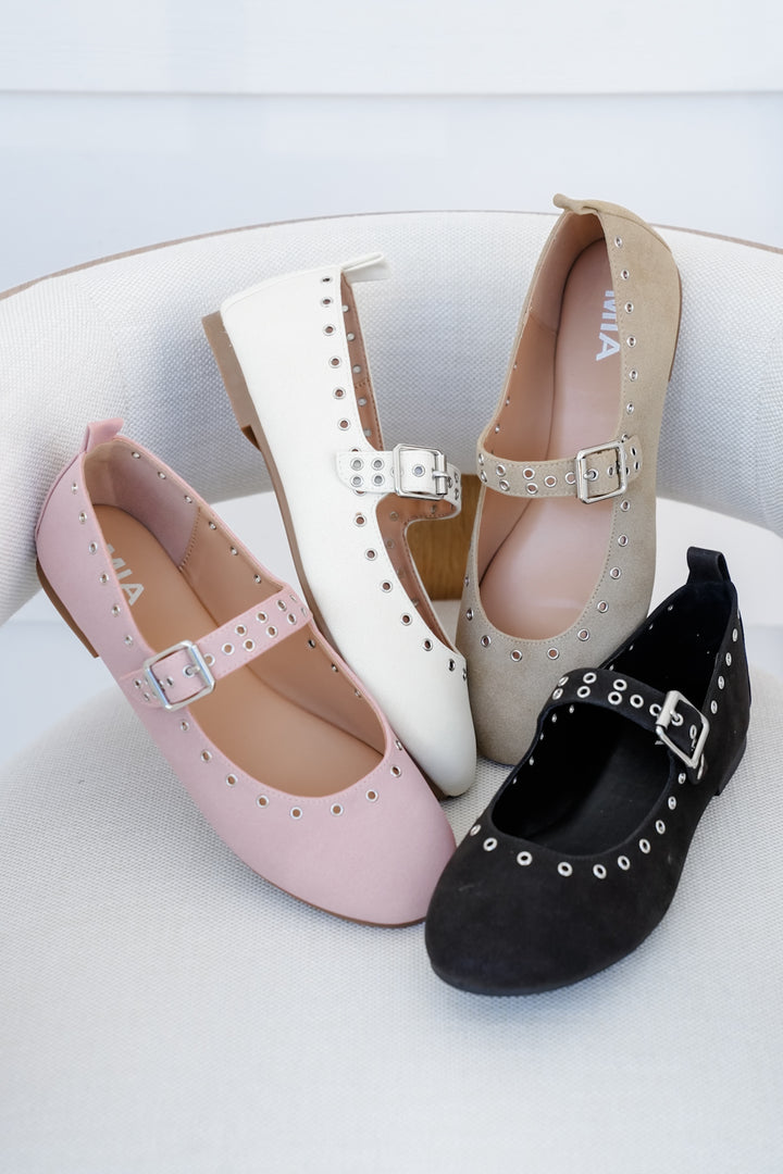 MIA "Ulani" Ballet Inspired Flats with Grommet detail