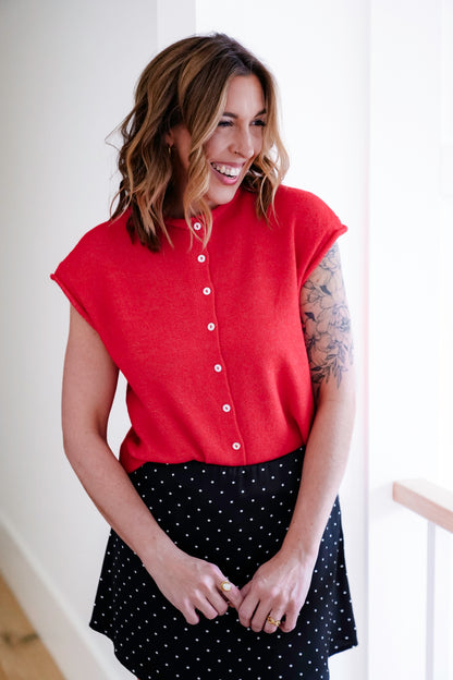 Sleeveless Button Down Sweater Vest