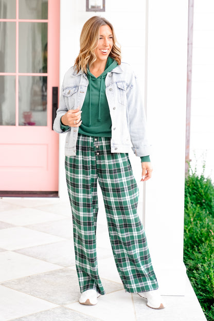 Plaid Flannel Elastic Waist Lounge Pants