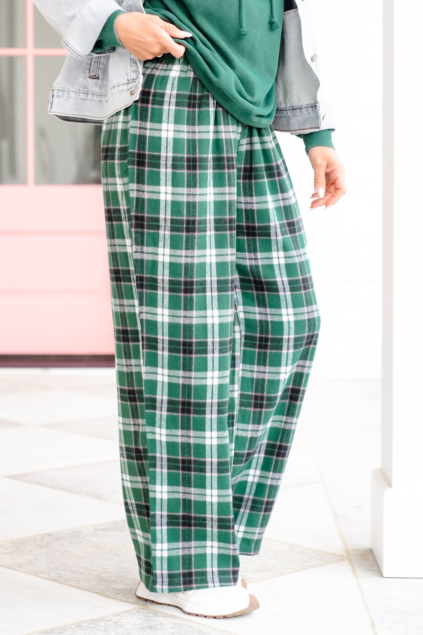 Plaid Flannel Elastic Waist Lounge Pants