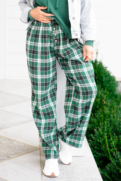 Plaid Flannel Elastic Waist Lounge Pants
