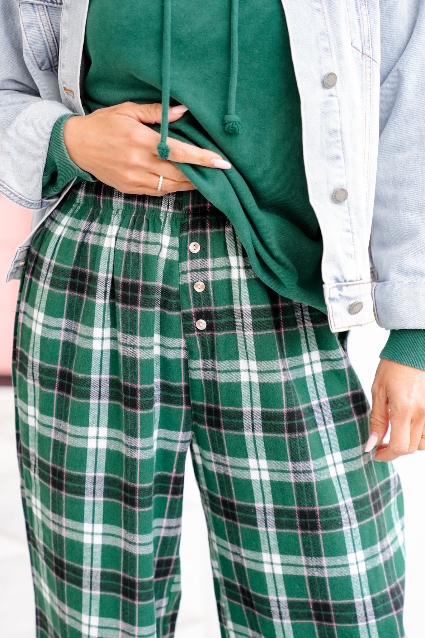 Plaid Flannel Elastic Waist Lounge Pants