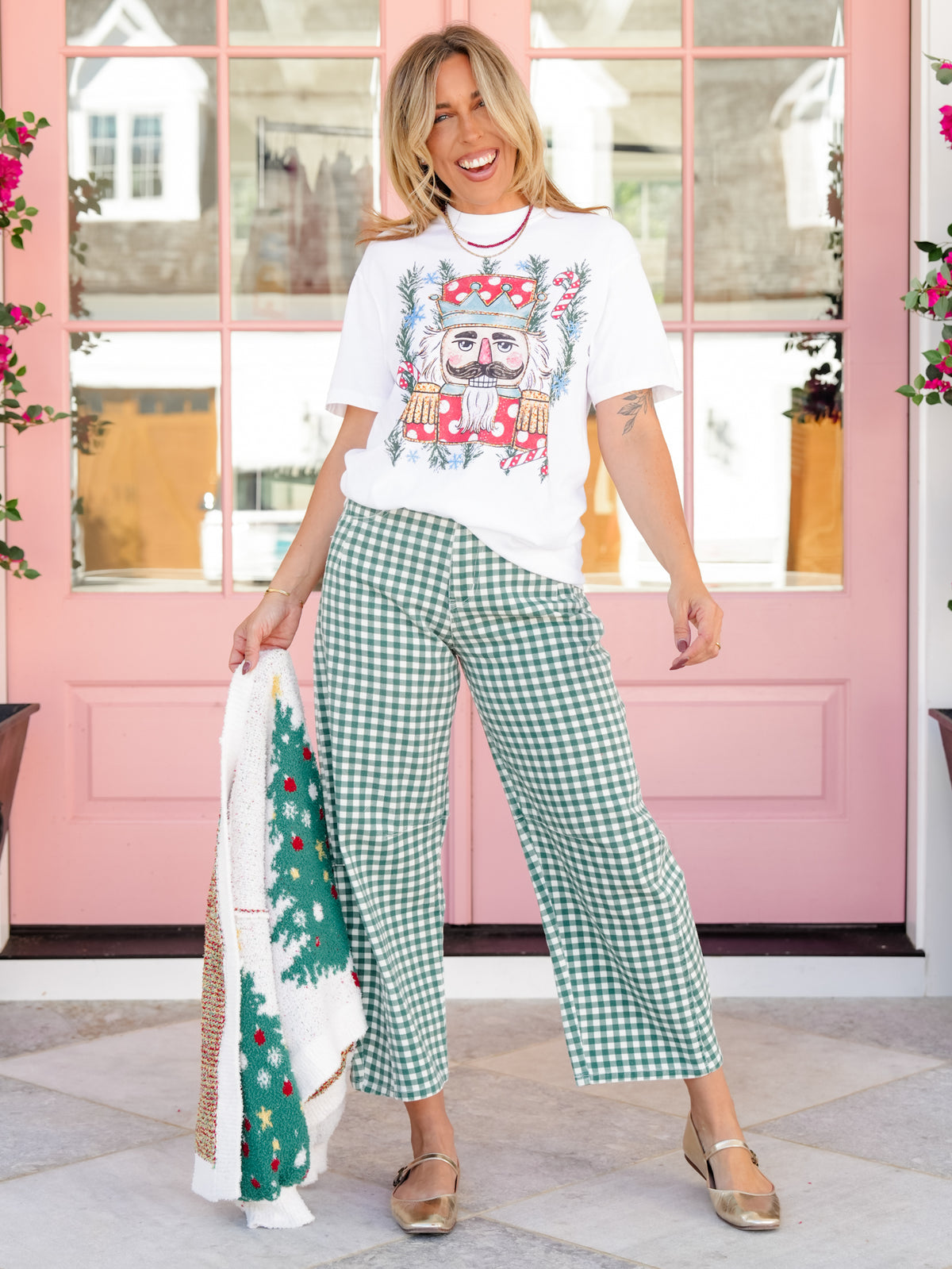Plus/Reg Short Sleeve Candy Cane Nutcracker Christmas Graphic Tee