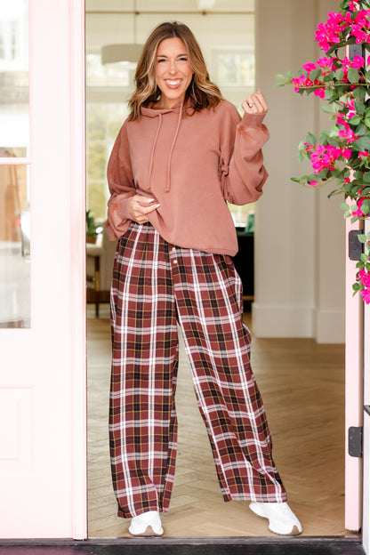 Plaid Flannel Elastic Waist Lounge Pants
