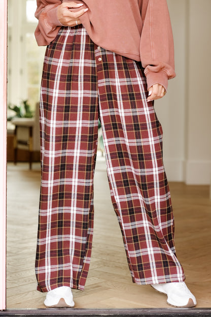 Plaid Flannel Elastic Waist Lounge Pants