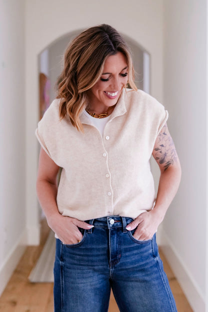 Sleeveless Button Down Sweater Vest