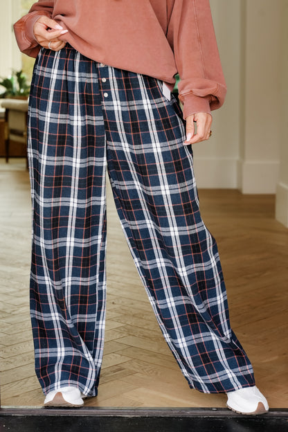 Plaid Flannel Elastic Waist Lounge Pants