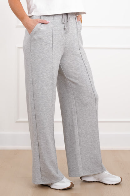 Smooth Knit Elastic Waist Pintuck Sweatpants