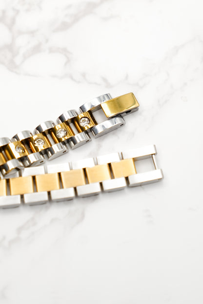 Chansutt Pearls Diamond Two Tone Watch Band