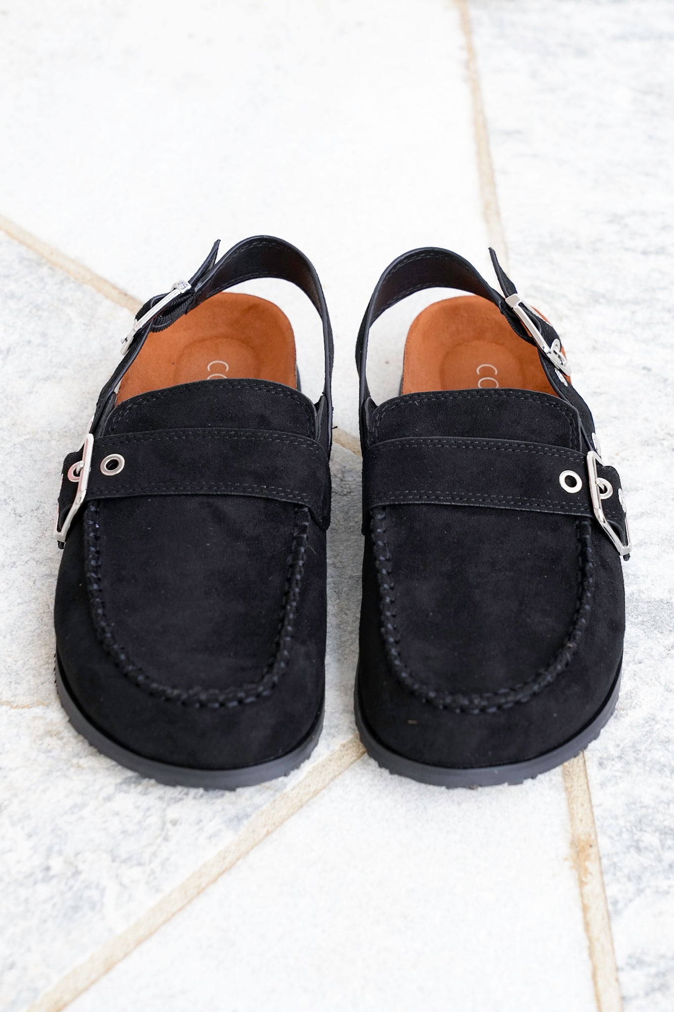 Chunky Buckle Loafer Mule with Back Strap