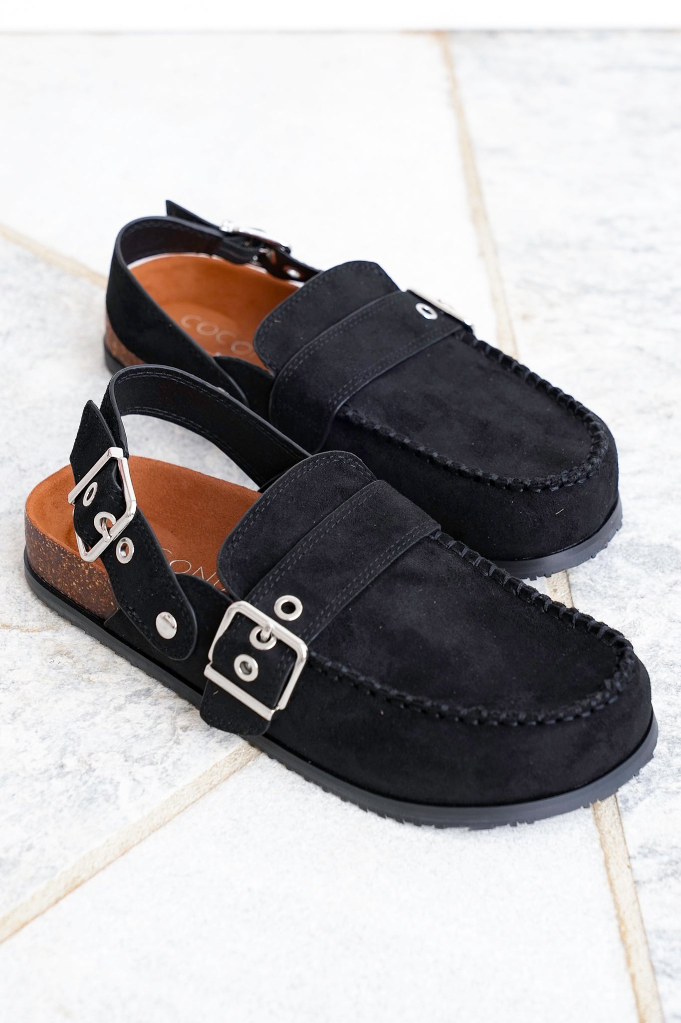 Chunky Buckle Loafer Mule with Back Strap