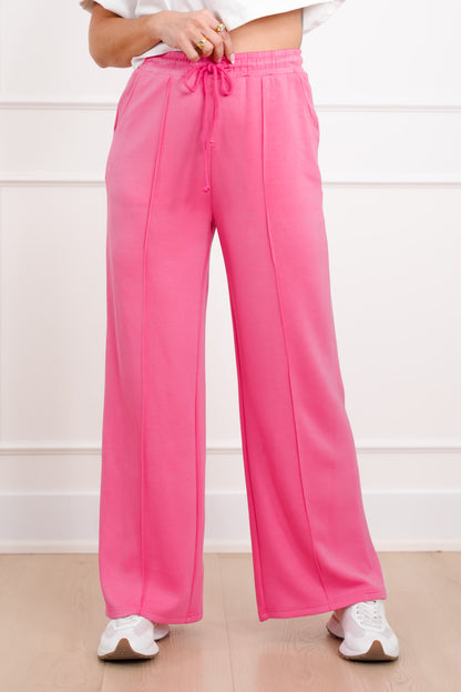 Smooth Knit Elastic Waist Pintuck Sweatpants