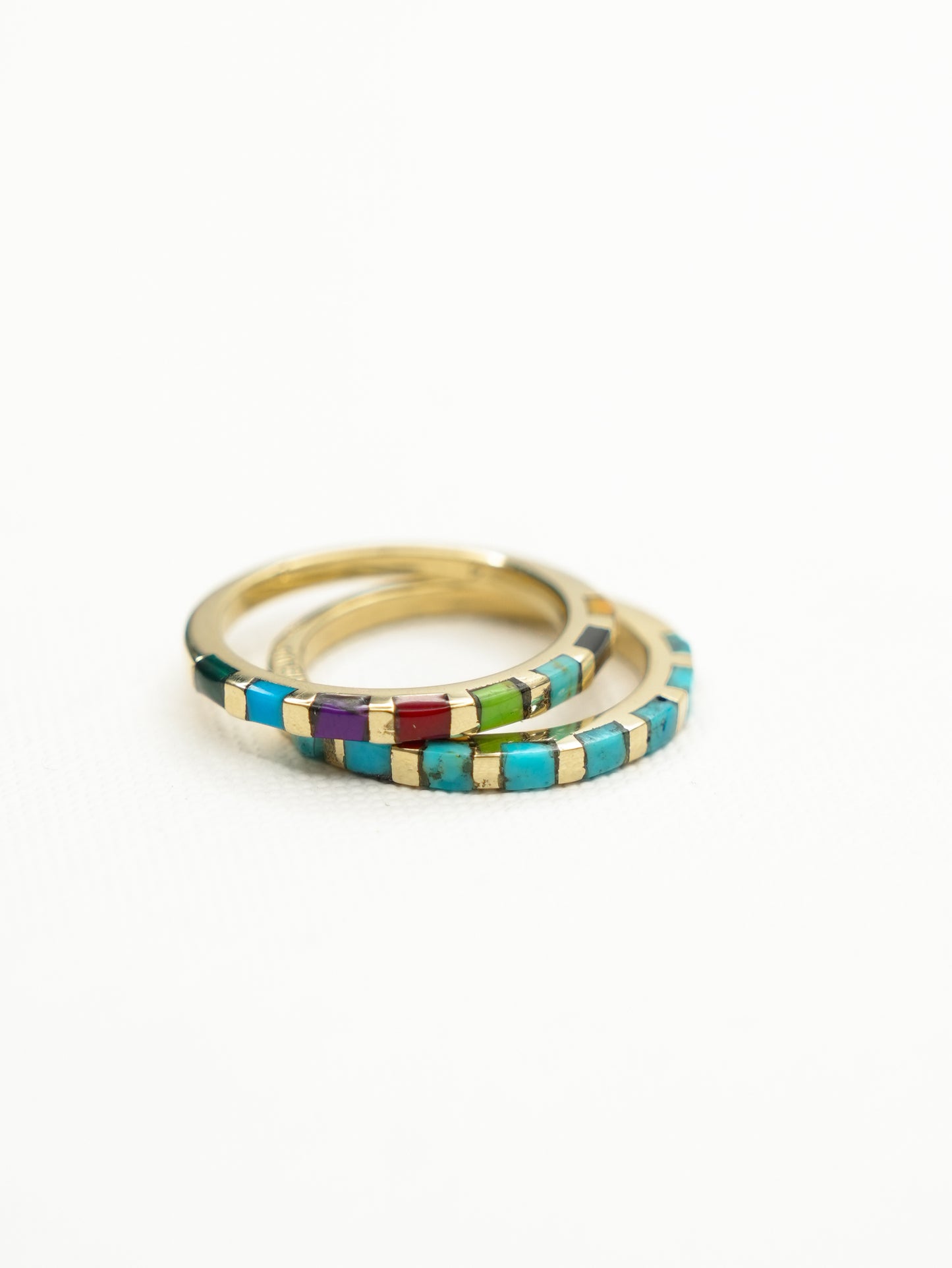 BOHO SOL Brass Mini Inlaid Stacker Ring