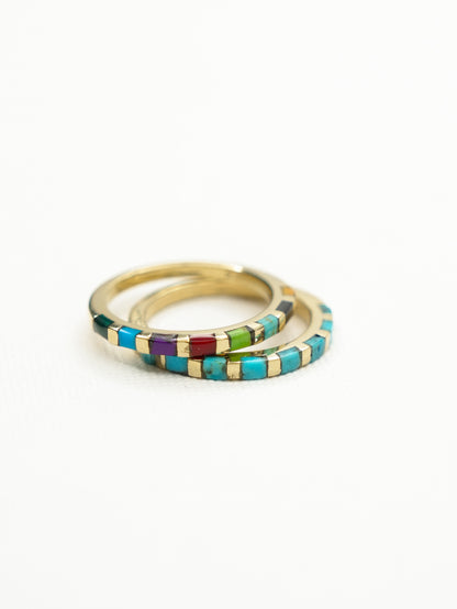 BOHO SOL Brass Mini Inlaid Stacker Ring
